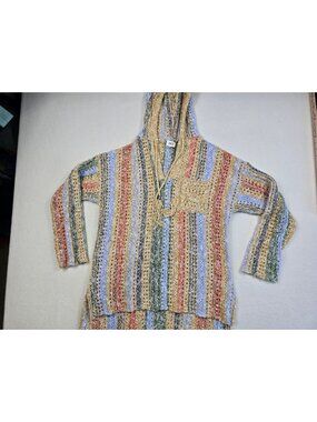 BKE Womens Multicolor Striped Knit Hoodie Sweater Small